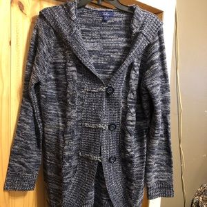 Indigo hooded cardi sweater. BUY 3 GET 1 FREE
